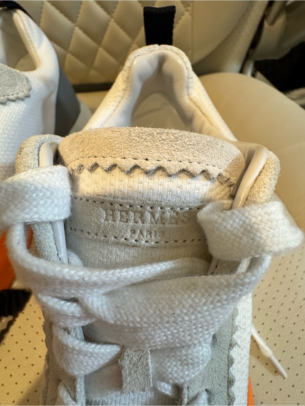HERMÈS Paris Women’s Sneakers – White Orange Gray US 7,5 -8 - Picture 5 of 14